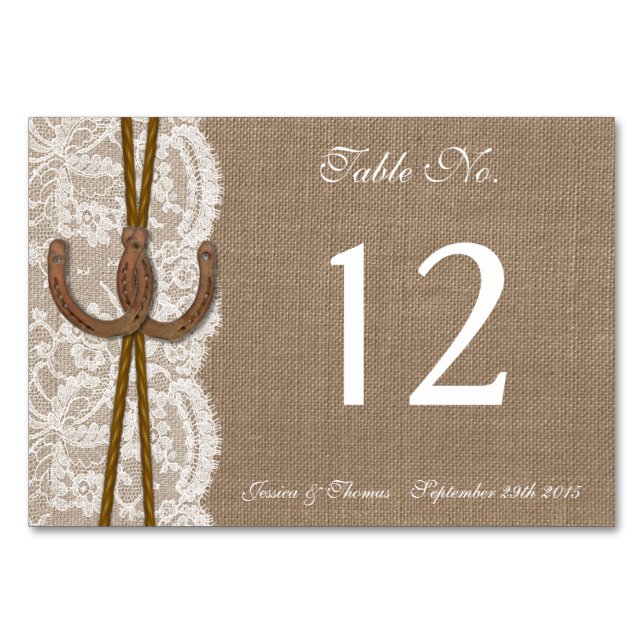 The Rustic Horseshoe Wedding Collection Table Number (Front)