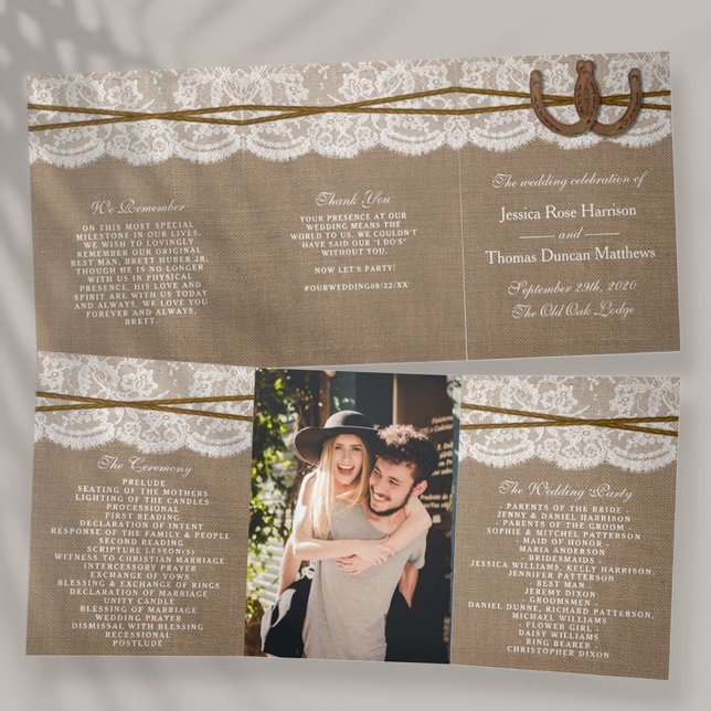 The Rustic Horseshoe Wedding Collection Tri-Fold Program (Creator Uploaded)