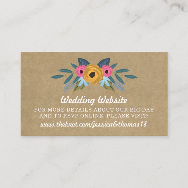 The Rustic Kraft Floral Wreath Wedding Collection Enclosure Card (Front)