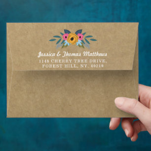 The Rustic Kraft Floral Wreath Wedding Collection Envelope