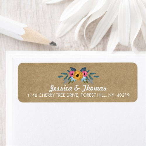 The Rustic Kraft Floral Wreath Wedding Collection Label