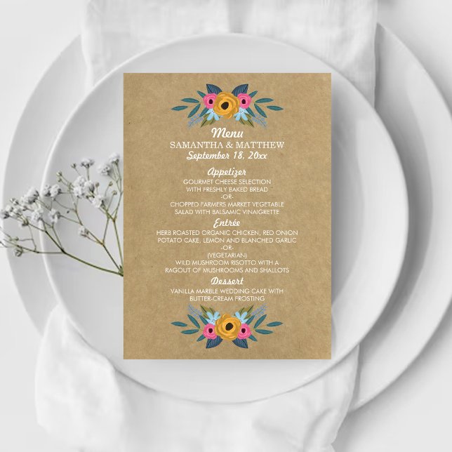 The Rustic Kraft Floral Wreath Wedding Collection Menu (Creator Uploaded)