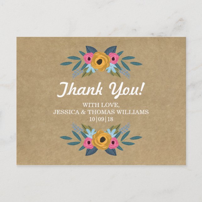 The Rustic Kraft Floral Wreath Wedding Collection Postcard (Front)