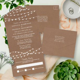 Rustic String of Lights (Summer Green) Wedding Stickers - Luxury Wedding  Invites