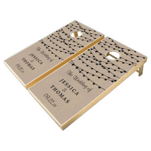 The Rustic Kraft String Lights Wedding Collection Cornhole Set