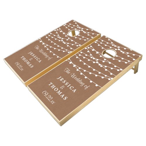 The Rustic Kraft String Lights Wedding Collection Cornhole Set