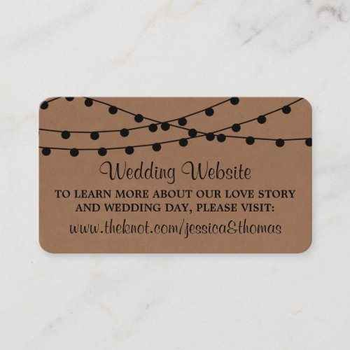 The Rustic Kraft String Lights Wedding Collection Enclosure Card