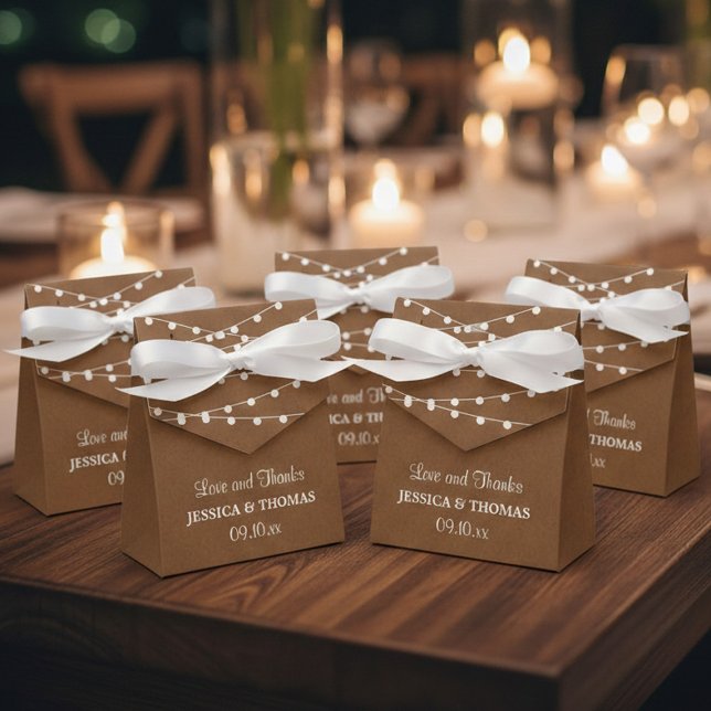 The Rustic Kraft String Lights Wedding Collection Favor Boxes (Creator Uploaded)
