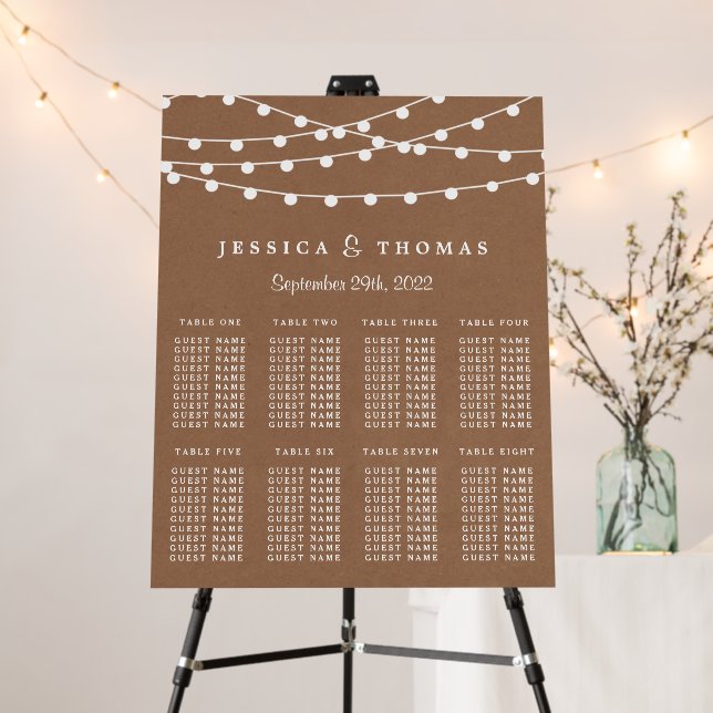 The Rustic Kraft String Lights Wedding Collection Foam Board (In Situ (Stand))