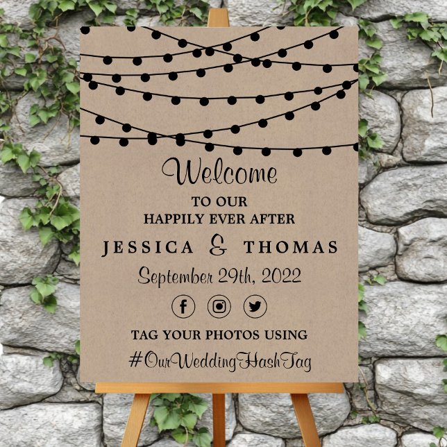 The Rustic Kraft String Lights Wedding Collection Foam Board (Creator Uploaded)