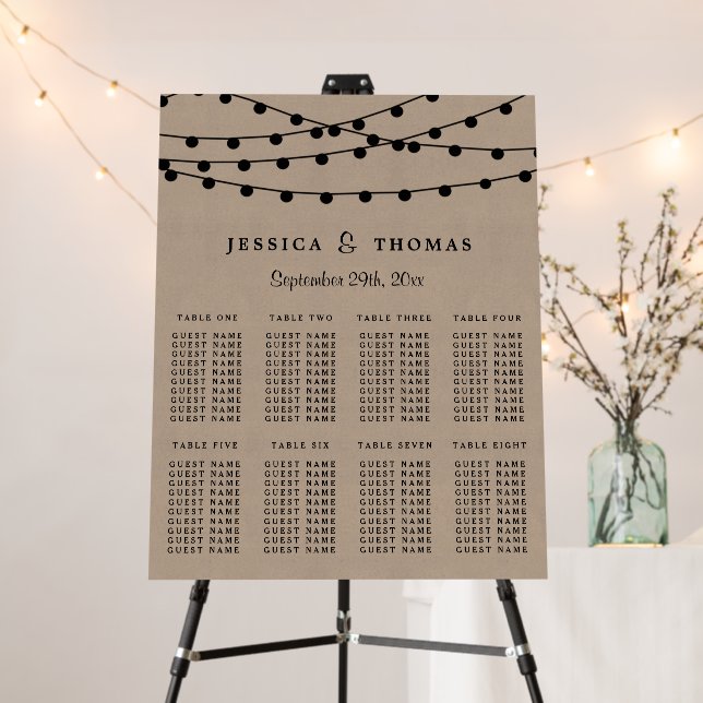 The Rustic Kraft String Lights Wedding Collection Foam Board (In Situ (Stand))