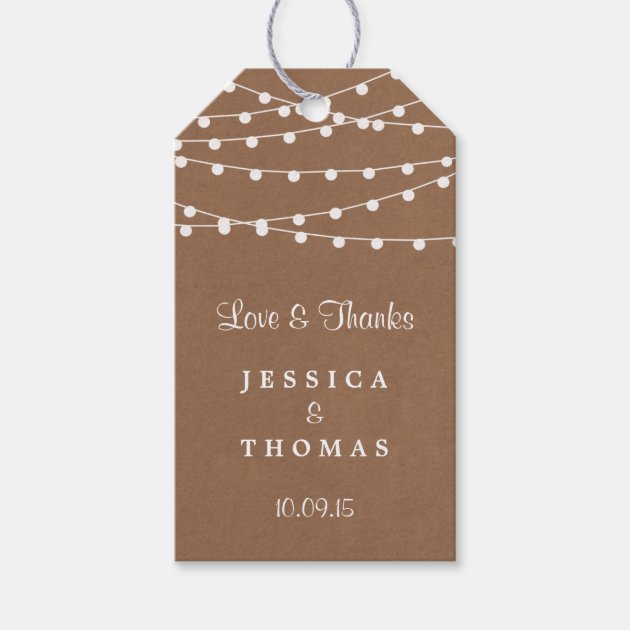The Rustic Kraft String Lights Wedding Collection Gift Tags