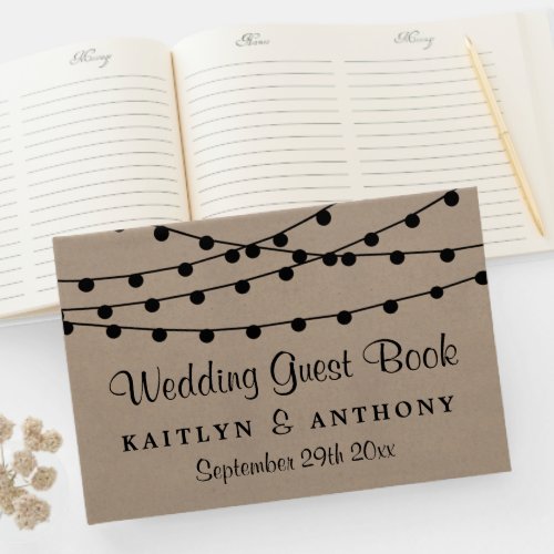 The Rustic Kraft String Lights Wedding Collection Guest Book