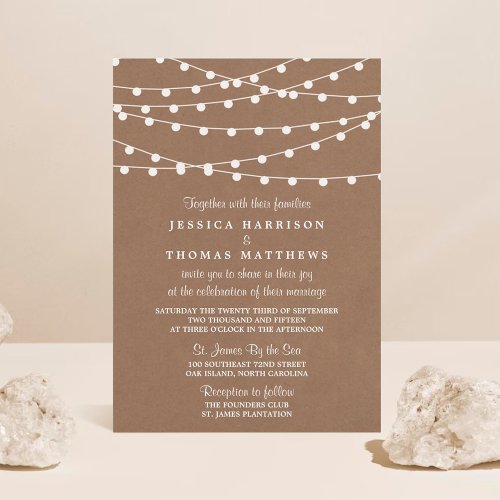 The Rustic Kraft String Lights Wedding Collection Invitation