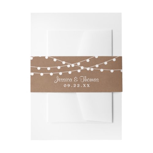 The Rustic Kraft String Lights Wedding Collection Invitation Belly Band