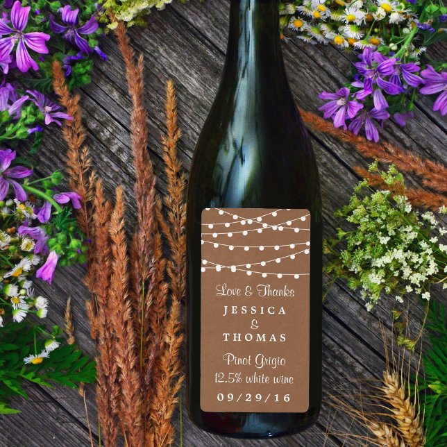 The Rustic Kraft String Lights Wedding Collection Label (Creator Uploaded)