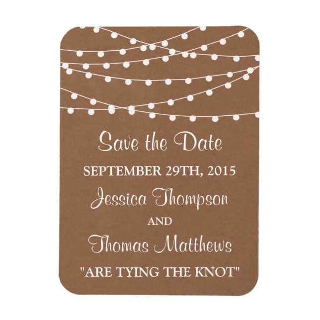 The Rustic Kraft String Lights Wedding Collection Magnet (Vertical)