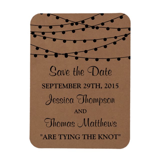 The Rustic Kraft String Lights Wedding Collection Magnet (Vertical)