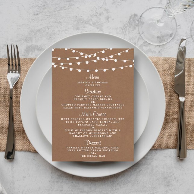 The Rustic Kraft String Lights Wedding Collection Menu (Creator Uploaded)