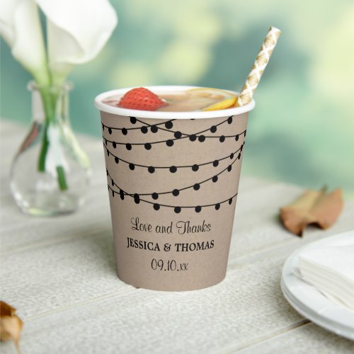 The Rustic Kraft String Lights Wedding Collection Paper Cups