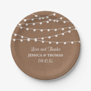 The Rustic Kraft String Lights Wedding Collection Paper Plates