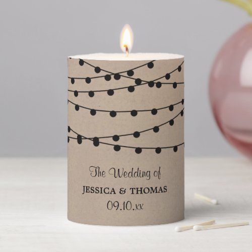 The Rustic Kraft String Lights Wedding Collection Pillar Candle