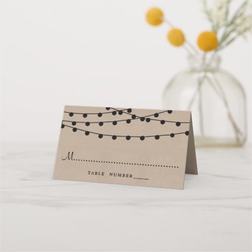 The Rustic Kraft String Lights Wedding Collection Place Card