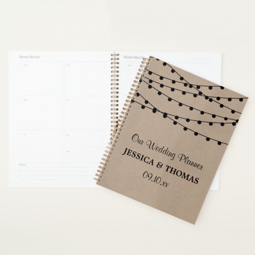 The Rustic Kraft String Lights Wedding Collection Planner
