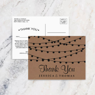 The Rustic Kraft String Lights Wedding Collection Postcard