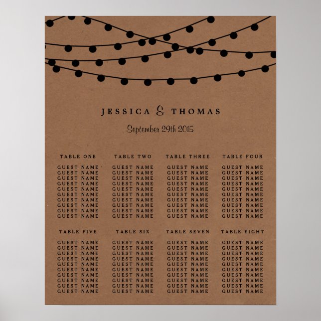 The Rustic Kraft String Lights Wedding Collection Poster (Front)