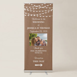 The Rustic Kraft String Lights Wedding Collection Retractable Banner