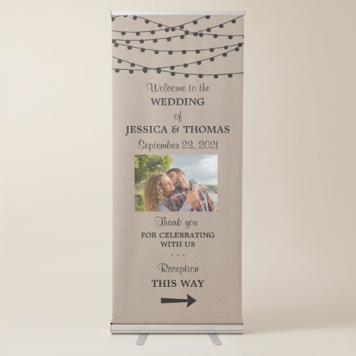 The Rustic Kraft String Lights Wedding Collection Retractable Banner
