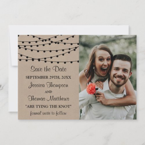 The Rustic Kraft String Lights Wedding Collection Save The Date