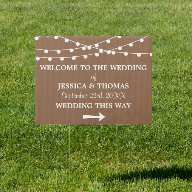 The Rustic Kraft String Lights Wedding Collection Sign (Insitu)