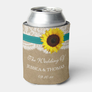 The Rustic Kraft Sunflower Wedding Collection Can Cooler