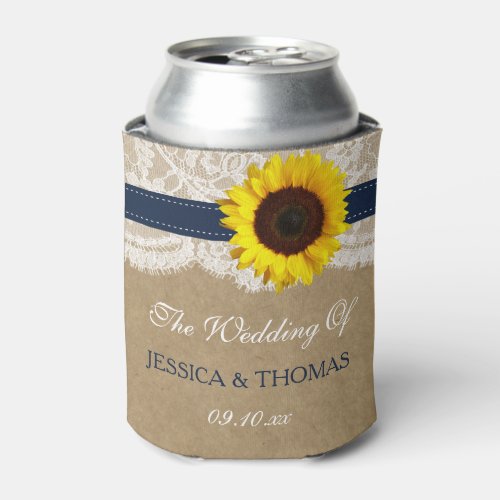 The Rustic Kraft Sunflower Wedding Collection Can Cooler