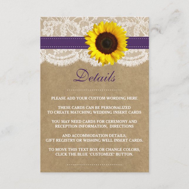 The Rustic Kraft Sunflower Wedding Collection Enclosure Card (Front)