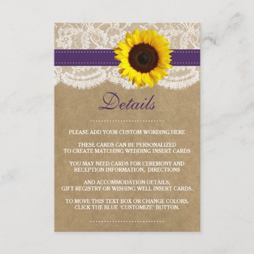 The Rustic Kraft Sunflower Wedding Collection Enclosure Card
