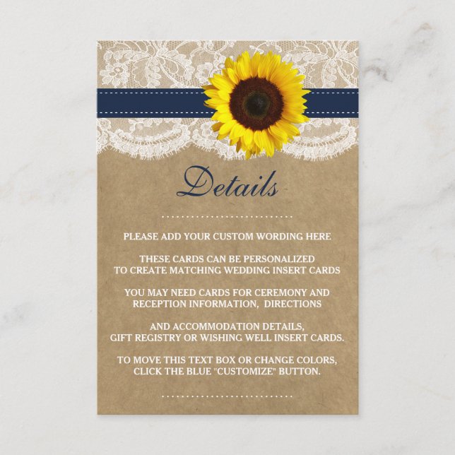 The Rustic Kraft Sunflower Wedding Collection Enclosure Card (Front)
