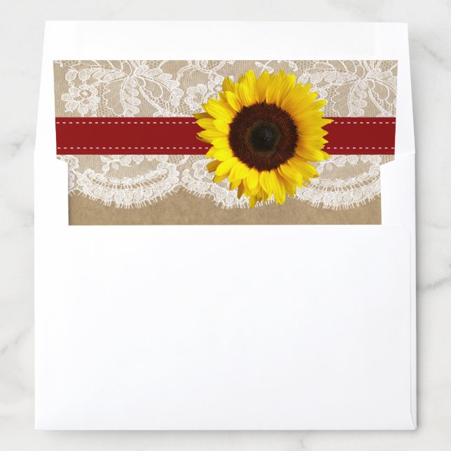The Rustic Kraft Sunflower Wedding Collection Envelope Liner (In Envelope)