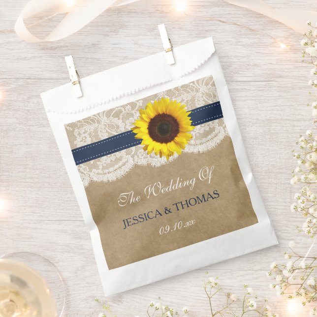 The Rustic Kraft Sunflower Wedding Collection Favor Bag (Clipped)