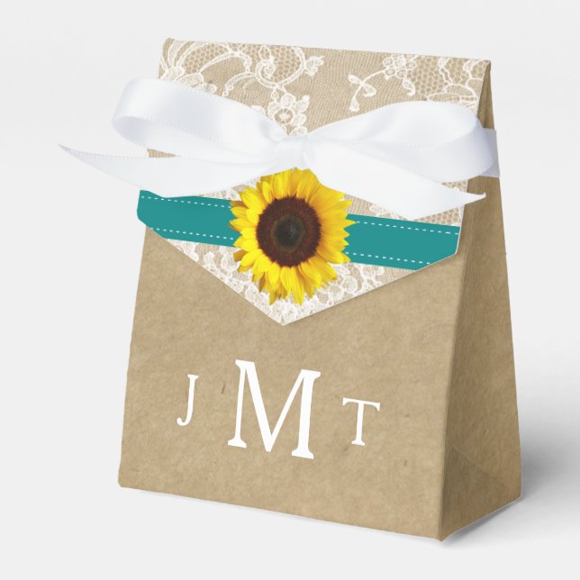 The Rustic Kraft Sunflower Wedding Collection Favor Boxes (Front Side)