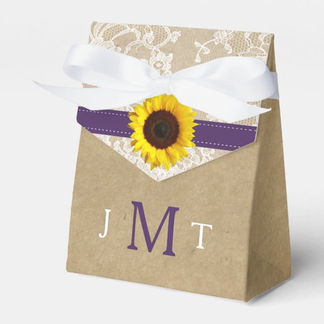 The Rustic Kraft Sunflower Wedding Collection Favor Boxes (Front Side)