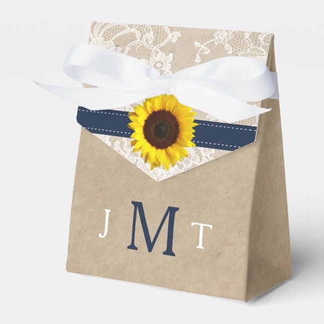 The Rustic Kraft Sunflower Wedding Collection Favor Boxes (Front Side)