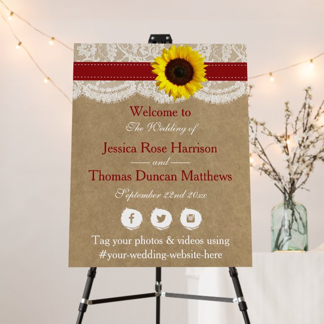 The Rustic Kraft Sunflower Wedding Collection Foam Board (In Situ (Stand))