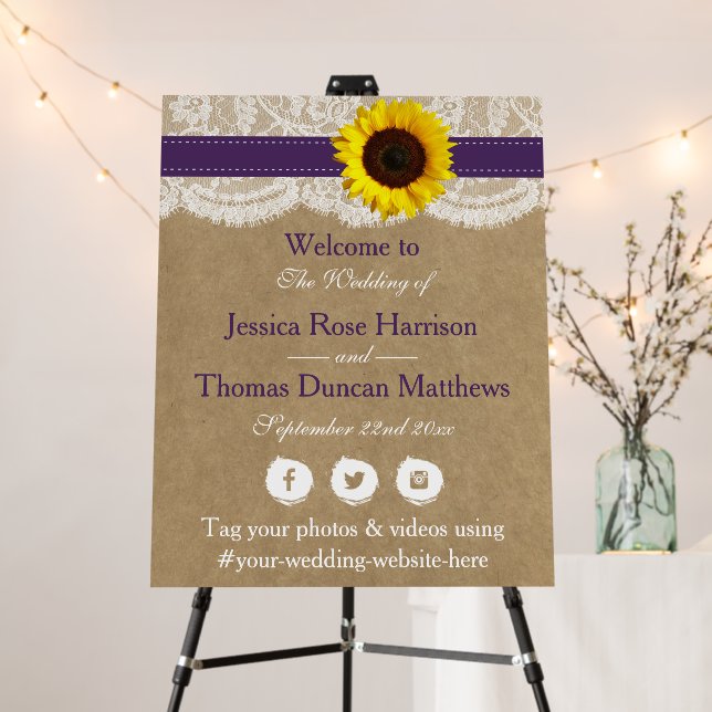 The Rustic Kraft Sunflower Wedding Collection Foam Board (In Situ (Stand))