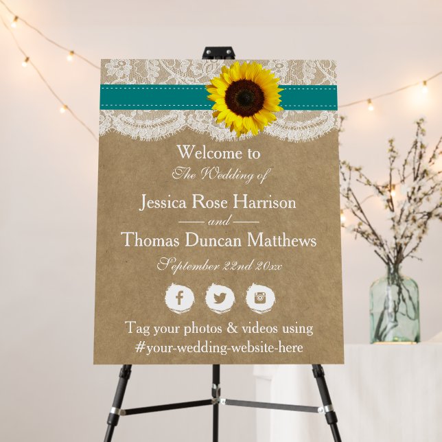 The Rustic Kraft Sunflower Wedding Collection Foam Board (In Situ (Stand))