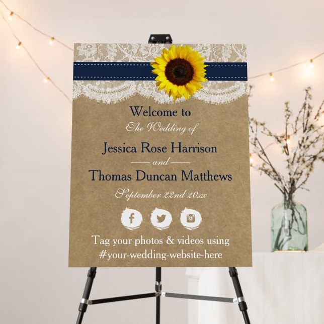 The Rustic Kraft Sunflower Wedding Collection Foam Board (In Situ (Stand))