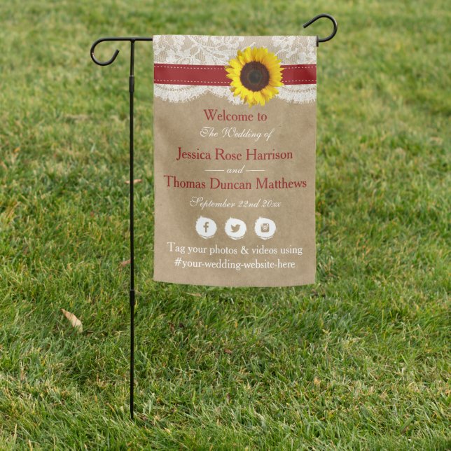 The Rustic Kraft Sunflower Wedding Collection Garden Flag (In SItu)