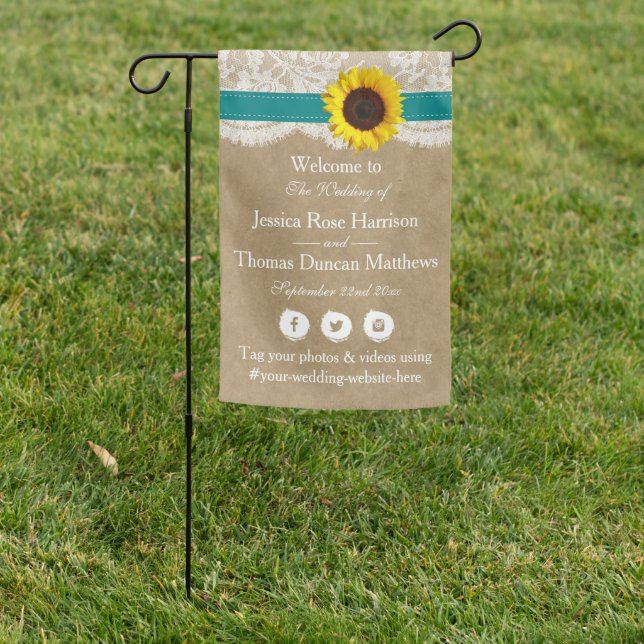 The Rustic Kraft Sunflower Wedding Collection Garden Flag (In SItu)